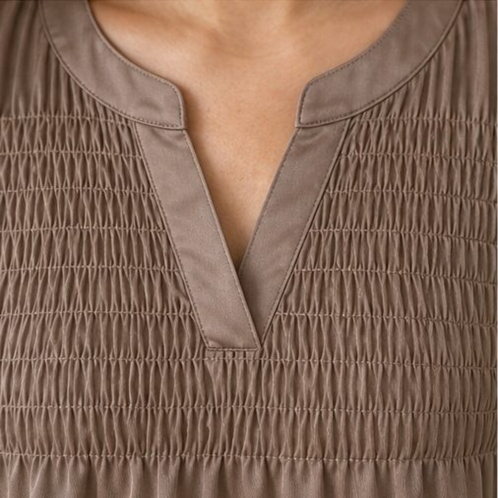 Taupe Smocked Top - Picture 4 of 6